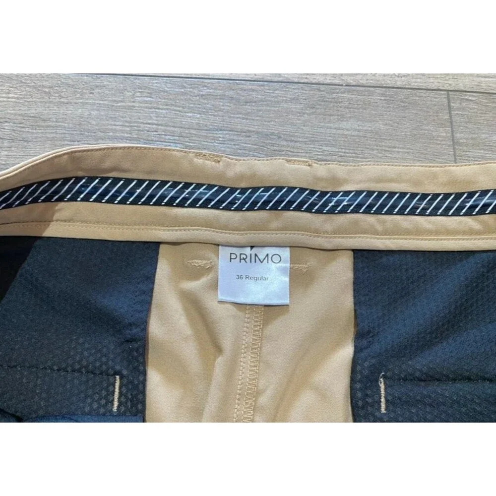 PRIMO Zip Ankle Jogger Chino Mens 36X30 Desert Sand Stretch Casual Golf Pants